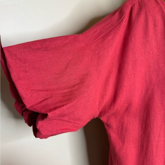 Studio 1886 Pullover Linen Blend Puff Short Sleeve Dress Size XL - Picture 3 of 9